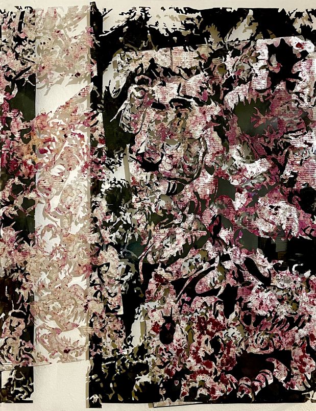 raspberries, silver and TIME on plexiglas