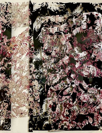 raspberries, silver and TIME on plexiglas